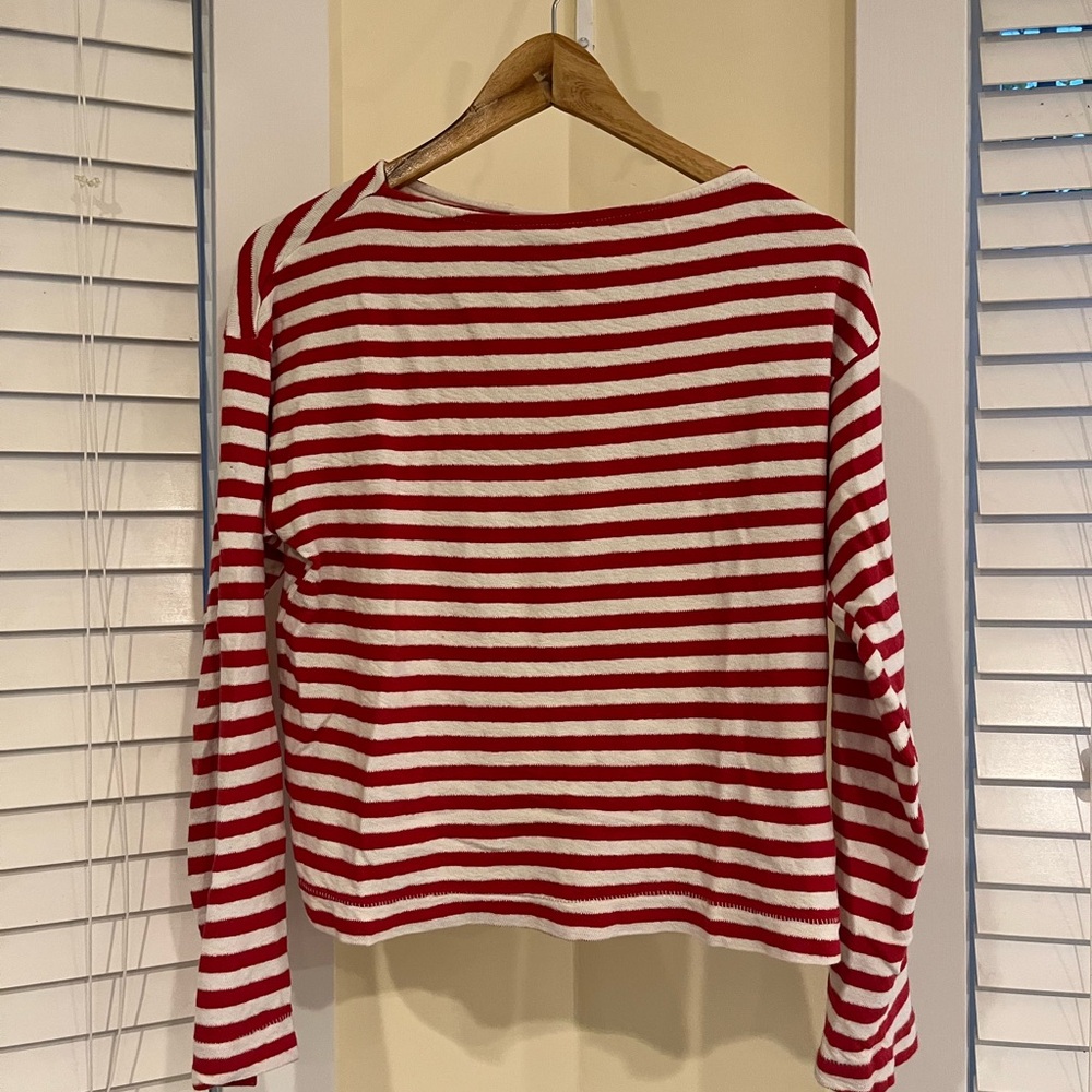 Universal Thread Red and White Striped Long Sleeve Top